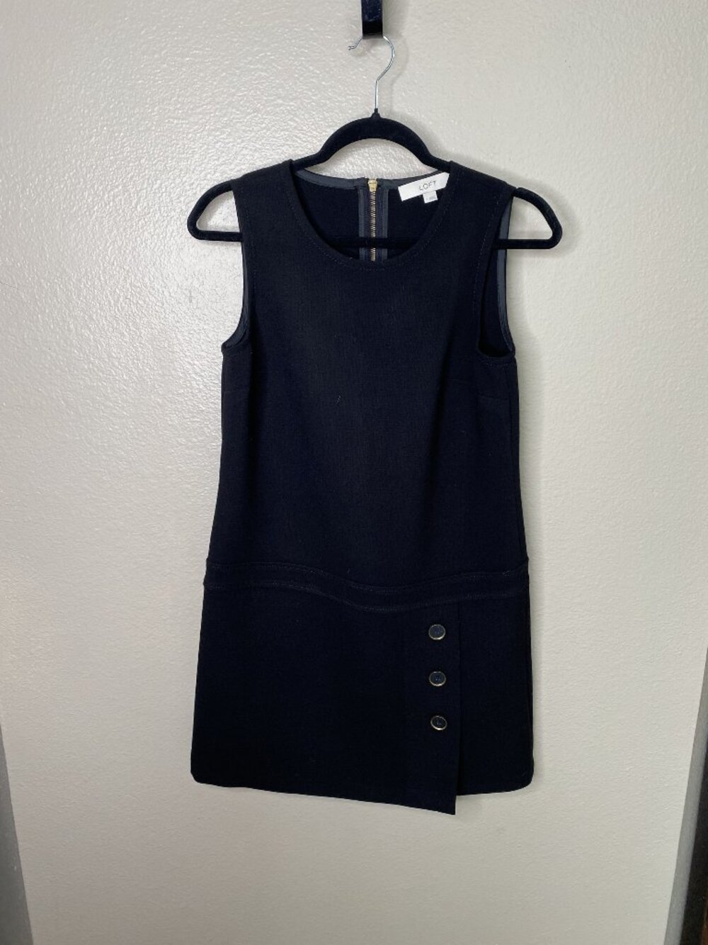 Loft Womens Black Dress 2 sleeveless zipper round neck mini skirt polyester
